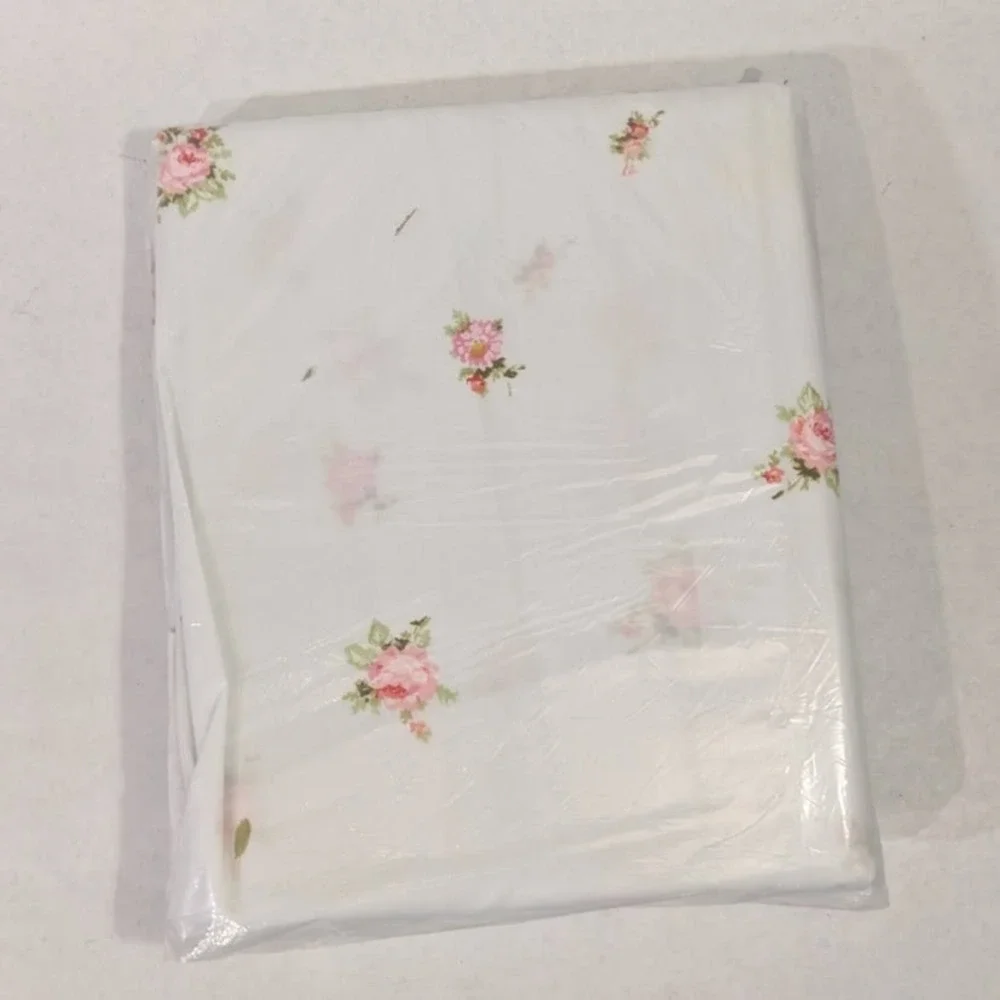 Vtg Sears Best French Bouquet Full Fitted Sheet Pink Rose Floral Percale USA New